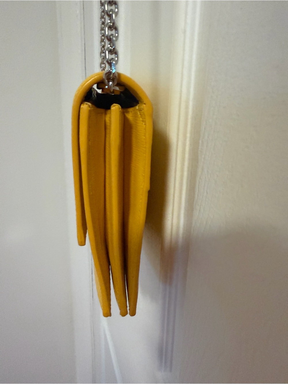 Lauren Ralph Lauren Yellow Leather Crossbody with Chain Strap - Picture 3 of 5